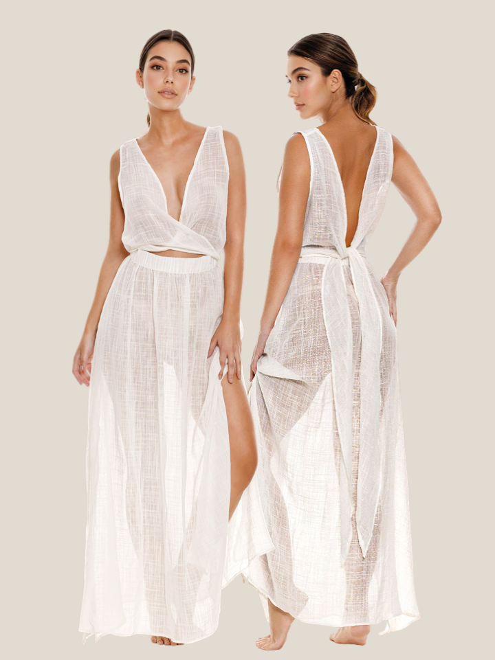 asha maxi dress BHLDN Asha Flutter-Sleeve V-Neck Chiffon Maxi Dress